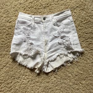 white jean shorts
